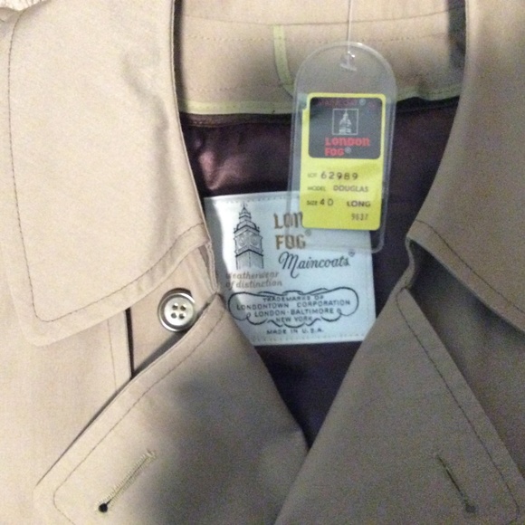VTG  LONDON FOG MAINCOATS UNISEX  TRENCH COAT, CLASSIC BEIGE 40 LONG NWT - Picture 10 of 10